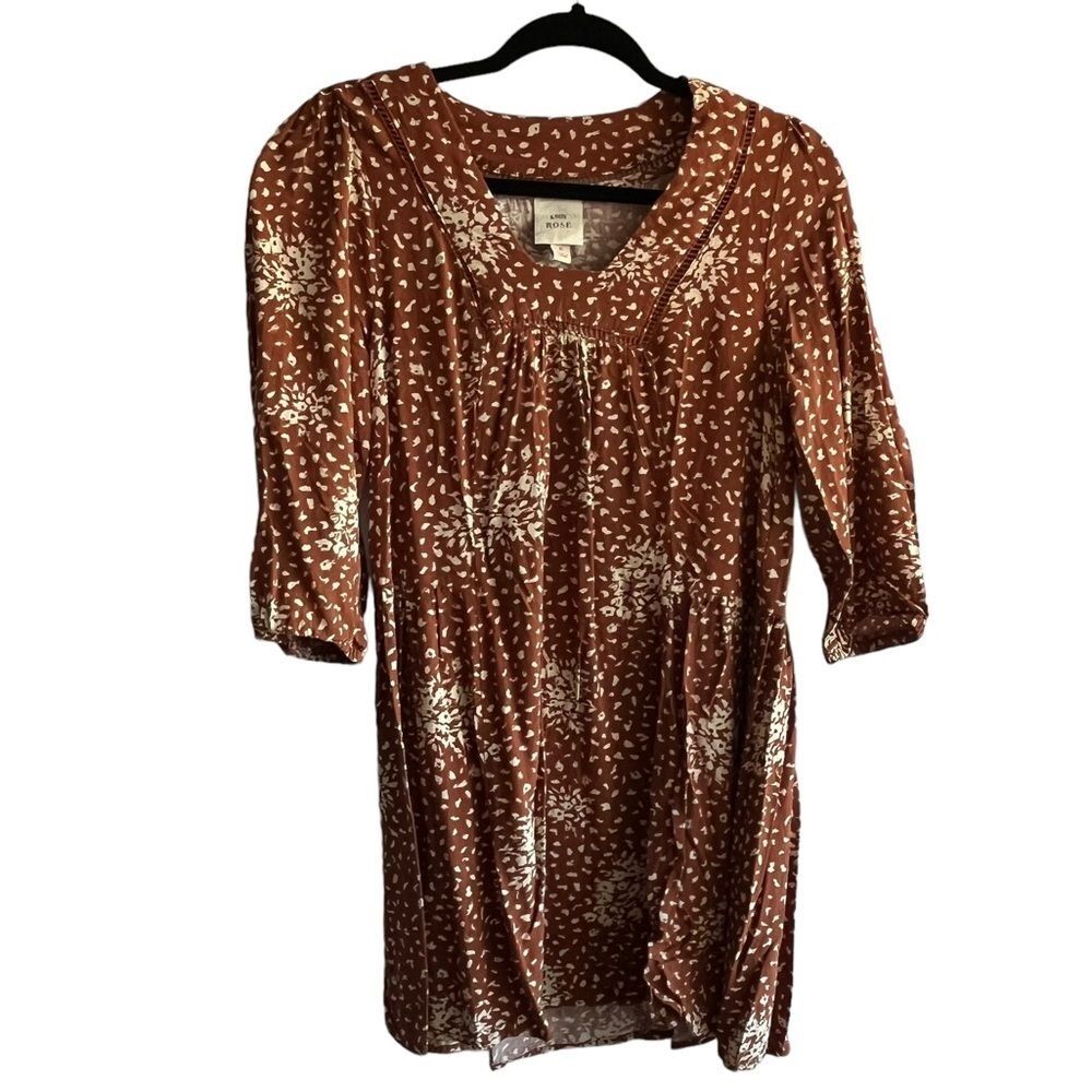 Knox Rose Burnt Orange and Cream Speckled Floral Dress